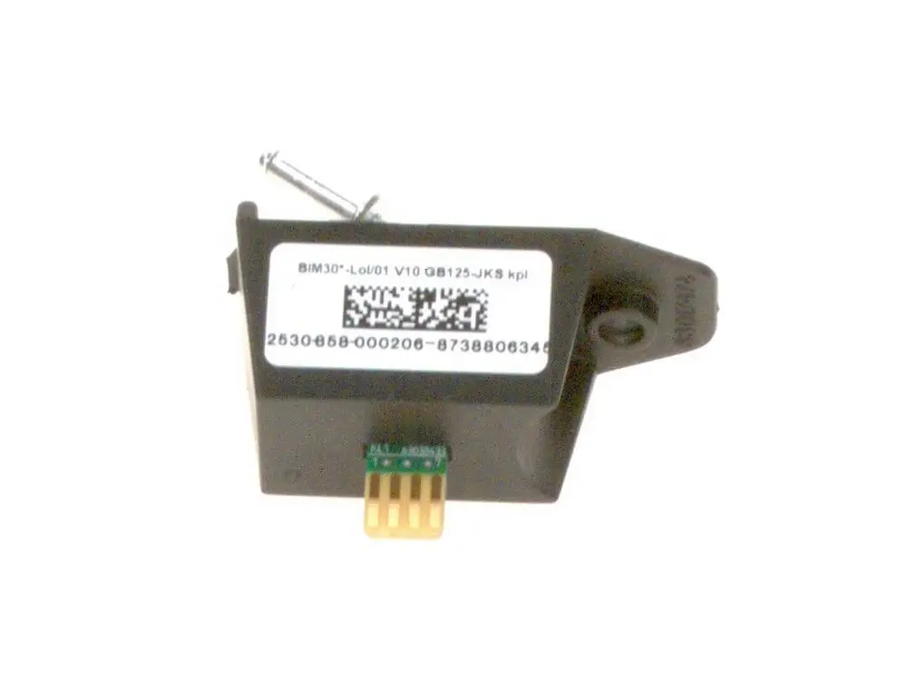 Bosch Modul mit Stecker und mehreren Anschlüssen, gekennzeichnet mit Seriennummer und QR-Code, in schwarzem Gehäuse.